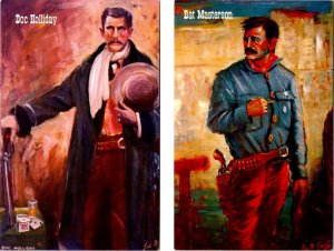 2~Lea McCarty Postcards GUNFIGHTERS OF THE OLD WEST  Doc Holliday~Bat Masterson