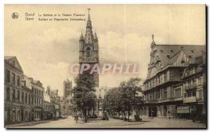 Old Postcard Ghent The Belfry and the Flemish Theater