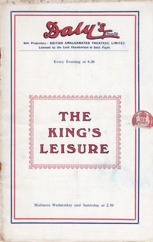 The Kings Leisure Nora Swinburne Drama Dalys Rare Theatre Programme