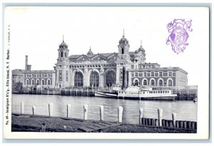 Immigration Building WM Fletcher Boat Ellis Island New York Harbor NY Postcard