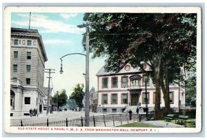 Newport Rhode Island RI Postcard Old State House Naval YMCA Washington Mall 1920