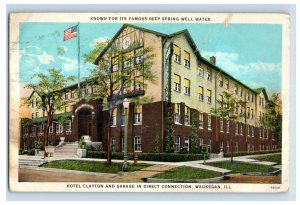 C. 1915-20 Hotel Clayton And Garage Waukegan, Ill. Postcard P60E