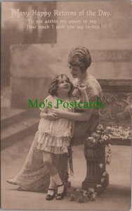 Greetings Postcard -Many Happy Returns of The Day -Mother & Daughter Ref.RS30568