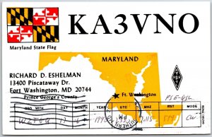 QSL Radio Card Code KA3VNO Fort Washington Maryland Amateur Posted Postcard