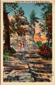 Vtg Illinois IL Devil's Nose Starved Rock State Park 1930s Linen View Postcard