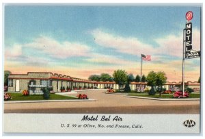 c1950's Motel Ber Air Roadside Cars Fresno California CA Vintage Postcard