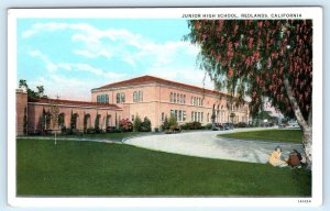 REDLANDS, California CA~ JUNIOR HIGH SCHOOL San Bernardino County 1930s Postcard