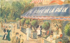 Cafe De La Paix New York St Mortiz 1939 Chanin Brass Postcard 21-3132