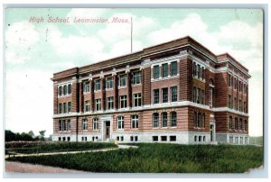 1909 View Of High School Building Leominster Massachusetts MA Antique Postcard 