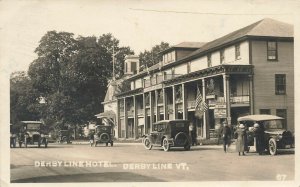 Derby Line VT Derby Line Hotel Old Cars U. S. Customs Office Real Photo Postcard