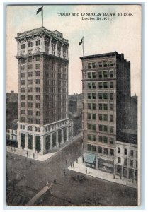 1909 Todd Lincoln Bank Buildings Louisville Kentucky KY Vintage Antique Postcard