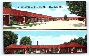 IDAHO FALLS, ID Idaho~ Roadside KRUSE MOTEL c1940s Roadside Kropp Linen Postcard