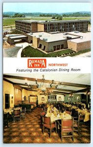 AKRON, Ohio OH ~ Roadside RAMADA INN NORTHWEST Catalonian Dining Room Postcard