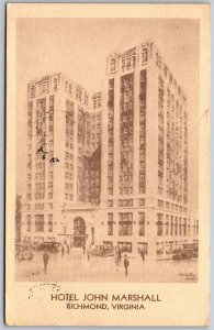 Vtg Richmond VIrginia VA Hotel John Marshall 1930s View Postcard