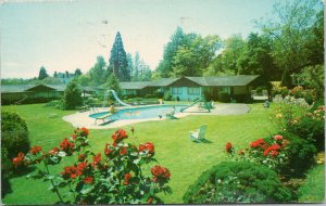 Redwood Park Motel Victoria BC British Columbia Insulin Stamp Postcard F30