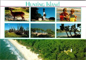 SC, South Carolina HUNTING ISLAND STATE PARK Deer/Light House/Kids  4X6 Postcard