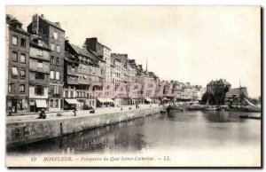 Honfleur Old Postcard dock Perspective St. Catherine
