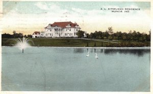 Vintage Postcard 1917 A. L. Kitselman Residence Near the Lake Muncie Indiana IN