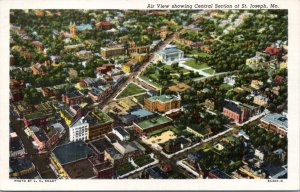 Postcard MO St. Joseph - Air View showing central section