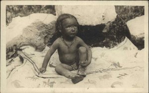 Little Boy Native American Indian Crafted Blanket Unidentified c1910 RP Postcard