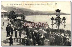 Old Postcard Monte Carlo Les Terrasses a Car Racing Day