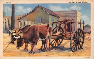 OX CART OLD MEXICO POSTCARD 1940s