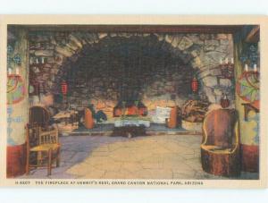 Linen FIREPLACE AT HERMIT'S REST Grand Canyon National Park Arizona AZ c8732