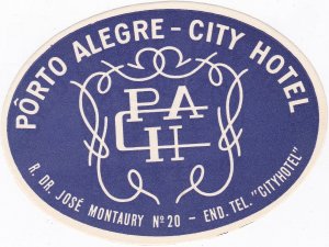 Brasil Porto Alegre City Hotel Vintage Luggage Label sk3233