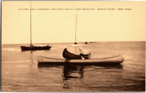 Sailing, Canoeing at Girl Scout Camp Newatah Bemus Point NY Vintage Postcard W22