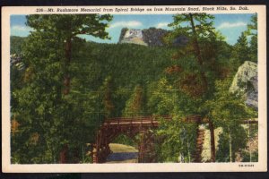 South Dakota BLACK HILLS Mt. Rushmore Memorial from Spiral Bridge  LINEN