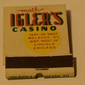 Math Igler's Casino Just West of Lincoln Chicago 20 Strike Matchbook Cover