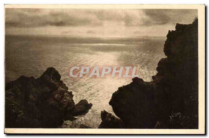 Old Postcard The islands of Porquerolles & # 39Hyeres Sunrise on the large dock