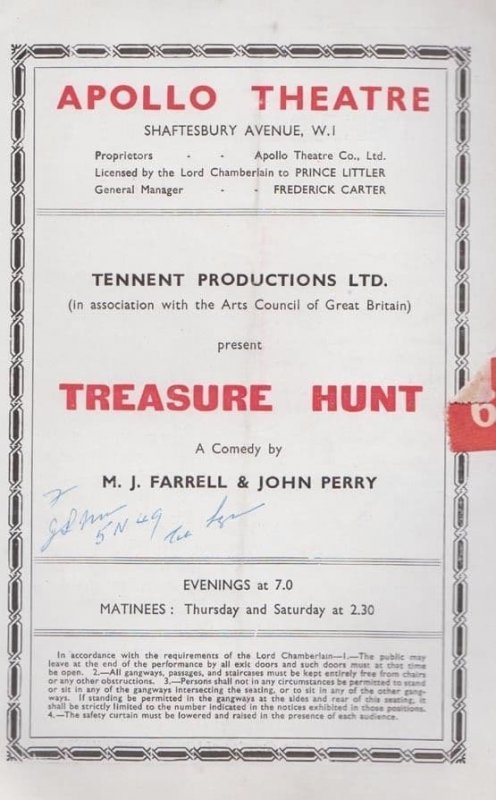 Treasure Hunt Apollo John Perry Ireland Play London Theatre Programme