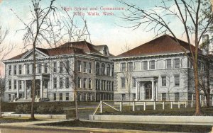High School & Gymnasium, Walla Walla, WA c1910s Vintage Postcard