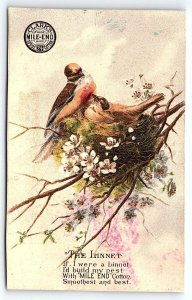 c1880 CLARK'S MILE-END SPOOL COTTON THE LINNET BIRDS NEST TRADE CARD P1964