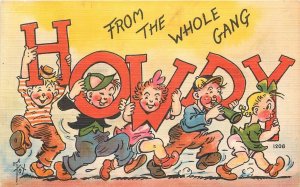 Postcard 1952 Fox Large letter Comic Humor Howdy linen 23-765