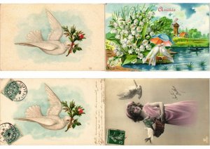 PIGEONS DOVES BIRDS 100 Vintage Postcards Mostly Pre-1940 (L2860)