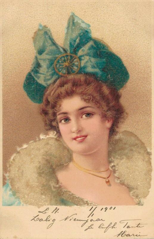 1901 Beautiful Lady Postcard 02.48