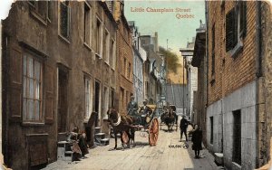 Quebec Canada c1910 Postcard Little Champlain Street Horst Cart