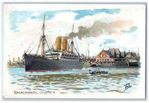 1910 Bremerhaven Lloyd Hall North German Lloyd Bremen Steamer Ship Boat Postcard