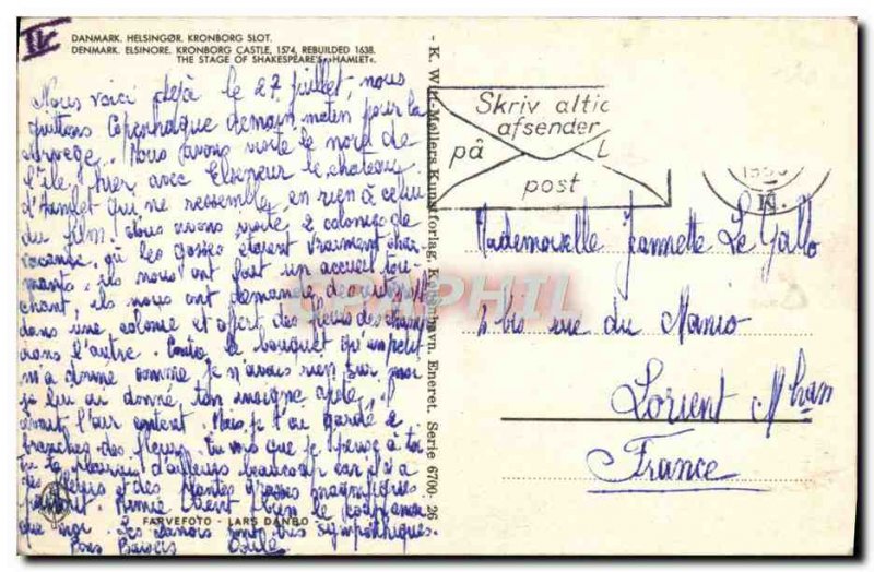 Old Postcard Denmark Helsingor Kronborg Slot