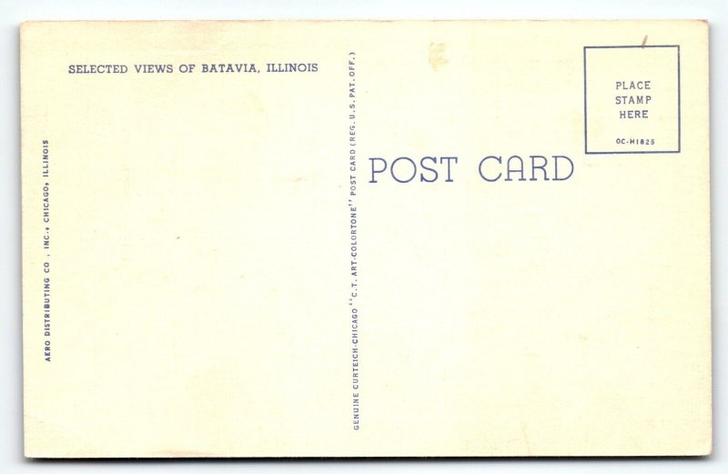 Greetings From Batavia Illinois Large Letter Linen Postcard Curt Teich Vintage