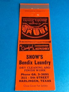 Vintage Matchbook Cover Show's Bendix Laundry Harlingen, Texas MB146