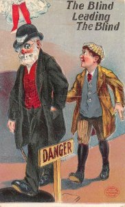 Comic BLIND LEADING THE BLIND Man~Man Distracted By Girl 1908 Robbins Postcard