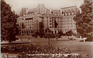 Empress Hotel Victoria BC from Parliament Buildings Unused RPPC Postcard H12