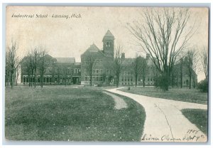 1908 Industrial School Exterior Building Field Lansing Michigan Vintage Postcard
