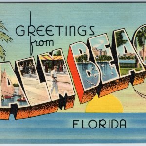 c1910s Palm Beach FL Greetings Large Bubble Letter Eli Witt Tobacco Tichnor A205