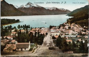 Queenstown Lake Wakatipu NZ New Zealand P. Malaghan Postcard F19