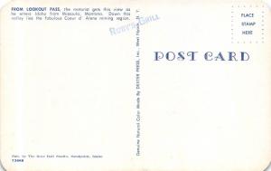 Missoula Montana-Coeur d' Alene Idaho-Lookout Pass View of Valley~1950s Postcard