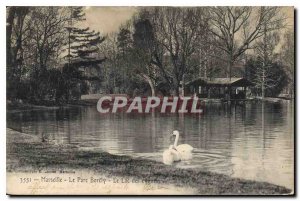 Old Postcard Marseille Borely Park Swan Lake